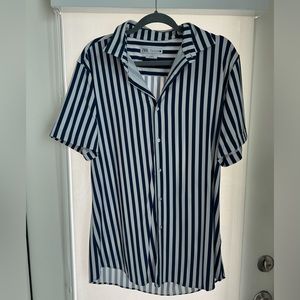 Zara Striped Short Sleeve Button Up